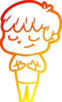 calentar degradado línea dibujo de un dibujos animados contento chico png