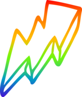 rainbow gradient line drawing of a cartoon lightning bolt symbol png