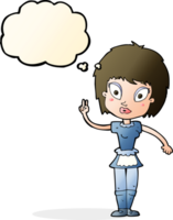 mucama de dibujos animados con burbuja de pensamiento png