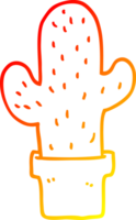 warm gradient line drawing of a cartoon cactus png