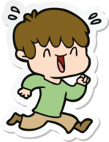 sticker of a cartoon laughing boy png