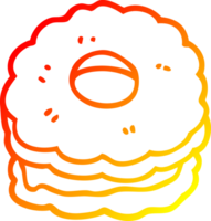 warm gradient line drawing of a cartoon jammy biscuit png