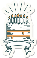 pegatina de un pastel de cumpleaños estilo tatuaje png