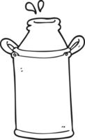 hand drawn black and white cartoon milk barrel png