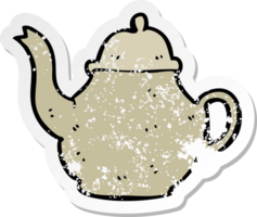 retro distressed sticker of a cartoon teapot png