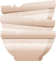 stack of cracked old bowls graphic vector illustration icon png