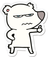 sticker of a angry bear polar cartoon giving thumbs up png