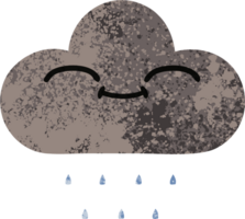retro illustration style cartoon of a storm rain cloud png