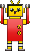 gradient shaded cartoon of a happy robot png