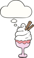 sorvete de desenho animado com balão de pensamento png