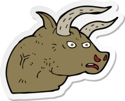 autocollant d'une tête de taureau en colère de dessin animé png