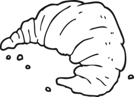 hand drawn black and white cartoon croissant png