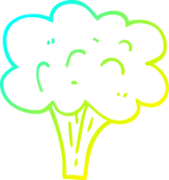 cold gradient line drawing of a cartoon broccoli stalk png