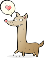 cão de desenho animado com coração de amor png