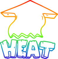 rainbow gradient line drawing of a cartoon heat symbol png