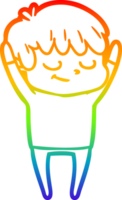 rainbow gradient line drawing of a cartoon happy boy png