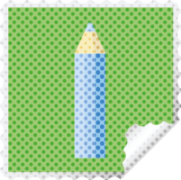 blauer Farbbleistift grafischer quadratischer Aufkleberstempel png