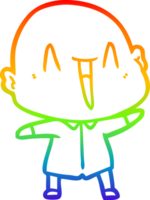 rainbow gradient line drawing of a happy cartoon bald man png