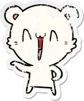 distressed sticker of a laughing polar bear cartoon png