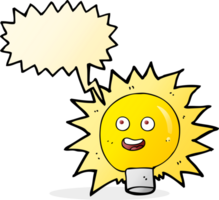 cartoon electric light bulb with speech bubble png