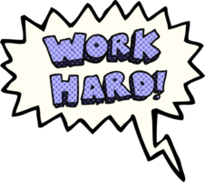 hand drawn comic book speech bubble cartoon work hard symbol png