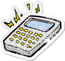 distressed sticker of a cartoon calculator png