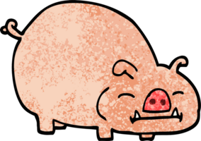 grunge textured illustration cartoon pig png