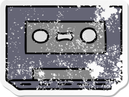 hand drawn distressed sticker cartoon doodle of a distressed sticker cassette tape png