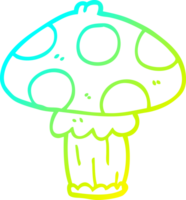 cold gradient line drawing of a cartoon mushroom png