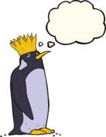 cartoon emperor penguin with thought bubble png