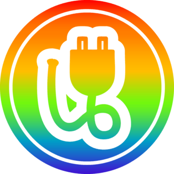 elétrico plugue circular ícone com arco Iris gradiente terminar png