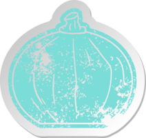 distressed old cartoon sticker of a pumpkin png