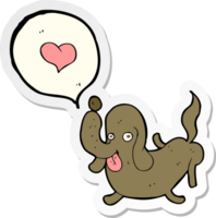 sticker of a cartoon dog with love heart png