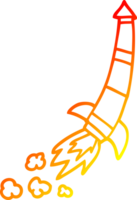 warm gradient line drawing of a cartoon space rocket png