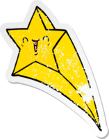 distressed sticker of a cartoon shooting star png