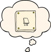 cartoon light switch with thought bubble in comic book style png