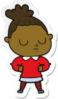 sticker of a cartoon calm woman png