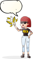 mano dibujado habla burbuja dibujos animados rock mujer png