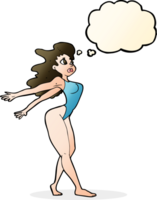 cartoon sexy woman in swimsuit with thought bubble png