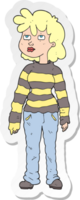 sticker of a cartoon woman in casual clothes png