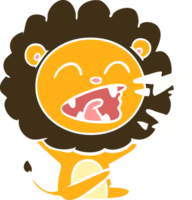 lion rugissant de dessin animé de style plat couleur png