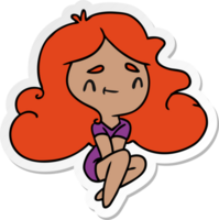 sticker cartoon illustration of a cute kawaii girl png