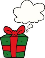 cartoon present with thought bubble png