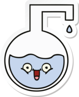 sticker of a cute cartoon science bottle png