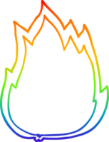 rainbow gradient line drawing of a cartoon fire png