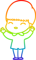 rainbow gradient line drawing of a happy cartoon boy png