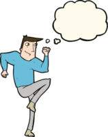 dessin animé homme jogging sur place avec bulle de pensée png