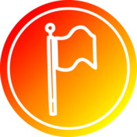 ondulación bandera circular icono con calentar degradado terminar png