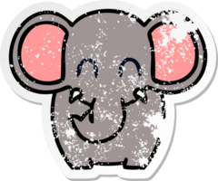 distressed sticker of a quirky hand drawn cartoon elephant png