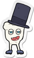 sticker of a cartoon tooth with top hat png